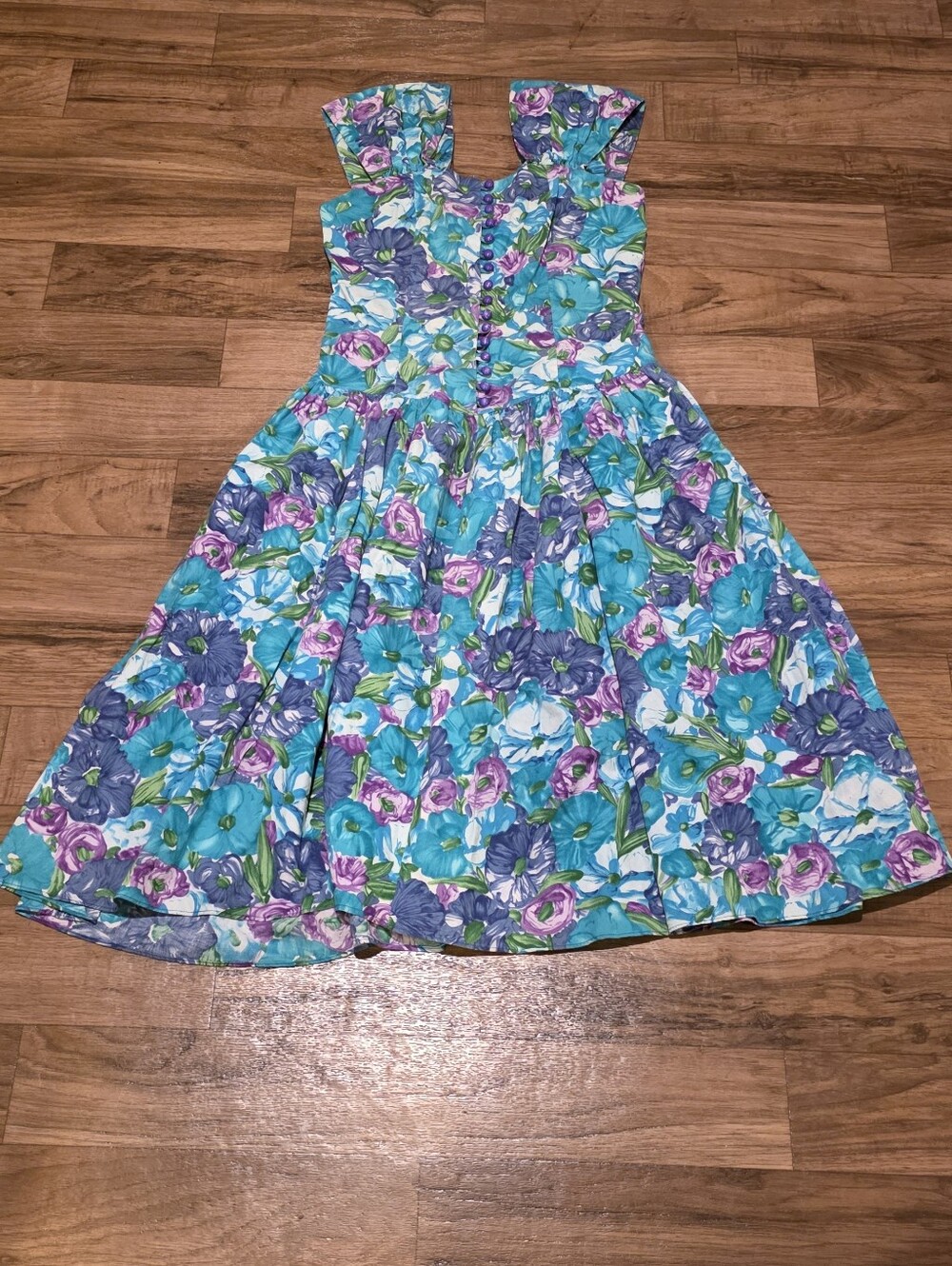 Floral Cotton Sundress in Teal, Purple & Pink